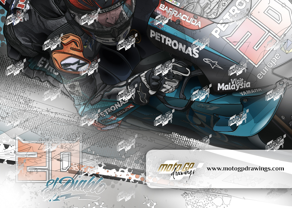 20 Fabio Quartararo Petronas Yamaha SRT Zoom Mix Couleurs / Dessin Technique 05