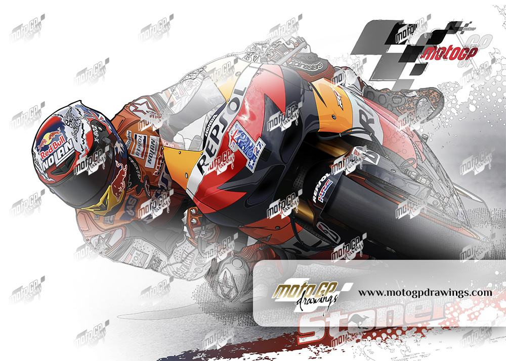 #27 Casey Stoner Repsol Honda Team Mix Couleurs / Dessin Technique