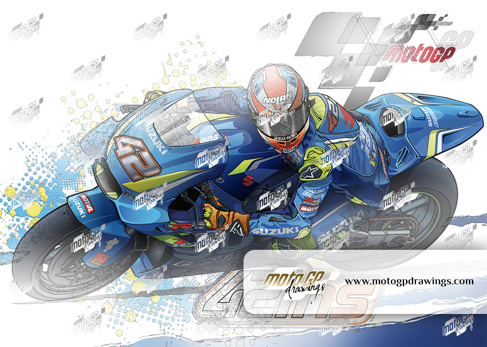 42 Alex Rins Suzuki Ectsar Mix Couleur  / Dessin Technique 03