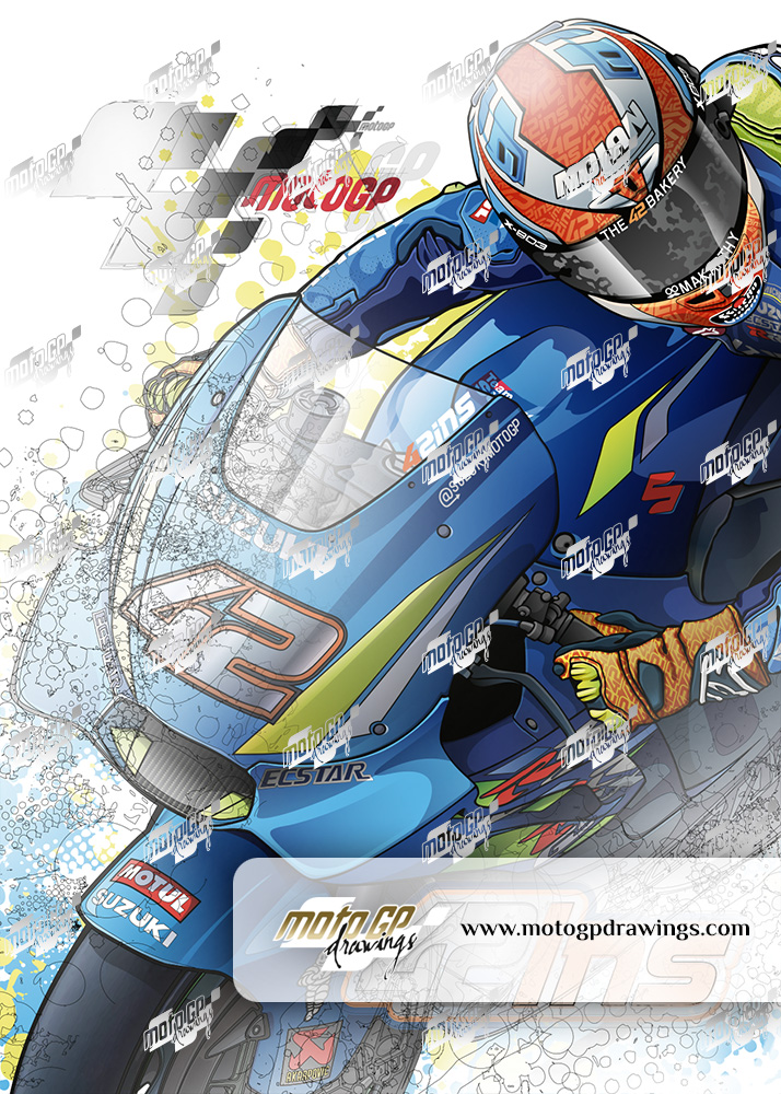 42 Alex Rins Suzuki Ectsar Zoom Mix Couleur / Dessin technique 05