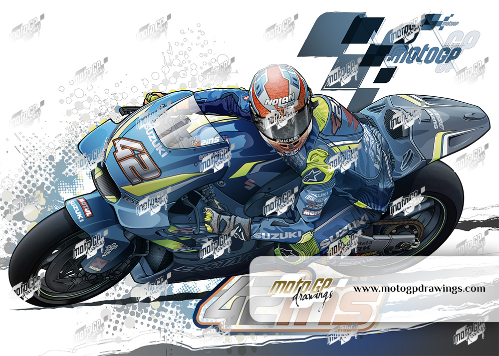 42 Alex Rins Suzuki Ectsar Mix couleur / Bichromie bleue