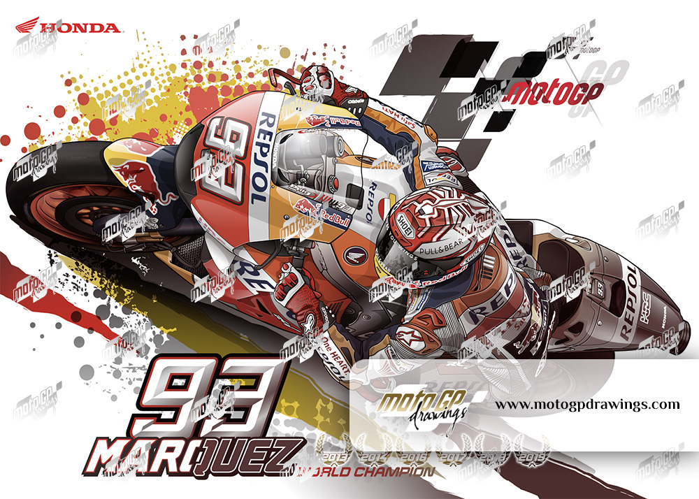 93 Marc Marquez - Mix couleurs / Bichromie Bordeaux