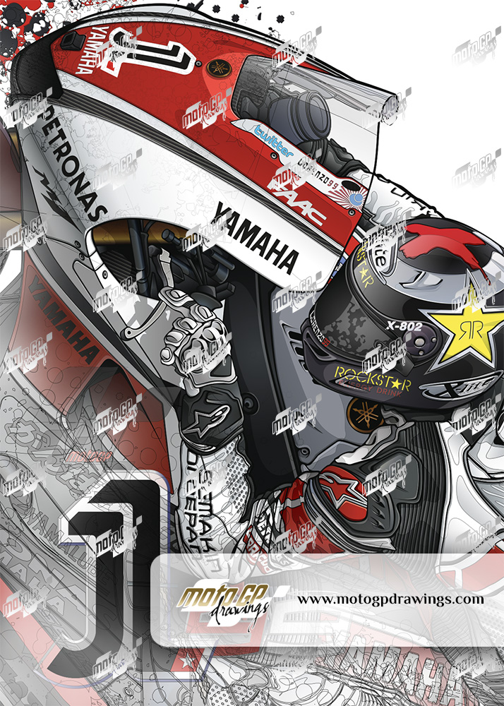 99 Jorge Lorenzo Yamaha Team 50th Anniversary Zoom Mix Couleurs / Dessin Technique 05